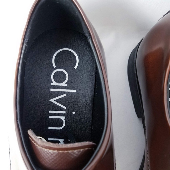 Calvin Klein Mens Oxfords Shoes 9 M Brown Leather - Picture 5 of 8